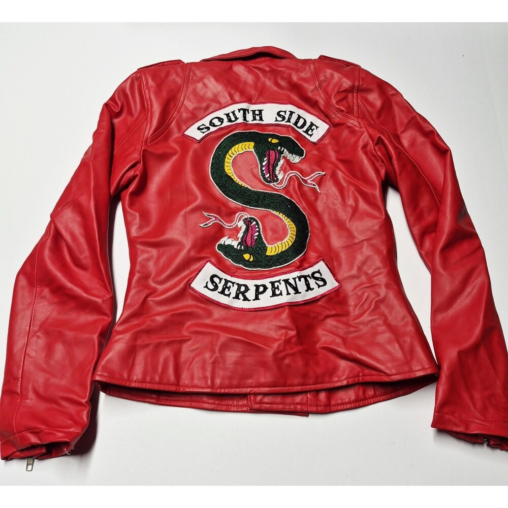 ​NWT Red Faux Leather South Side Serpents Moto Jacket Cheryl Blossom Cosplay S